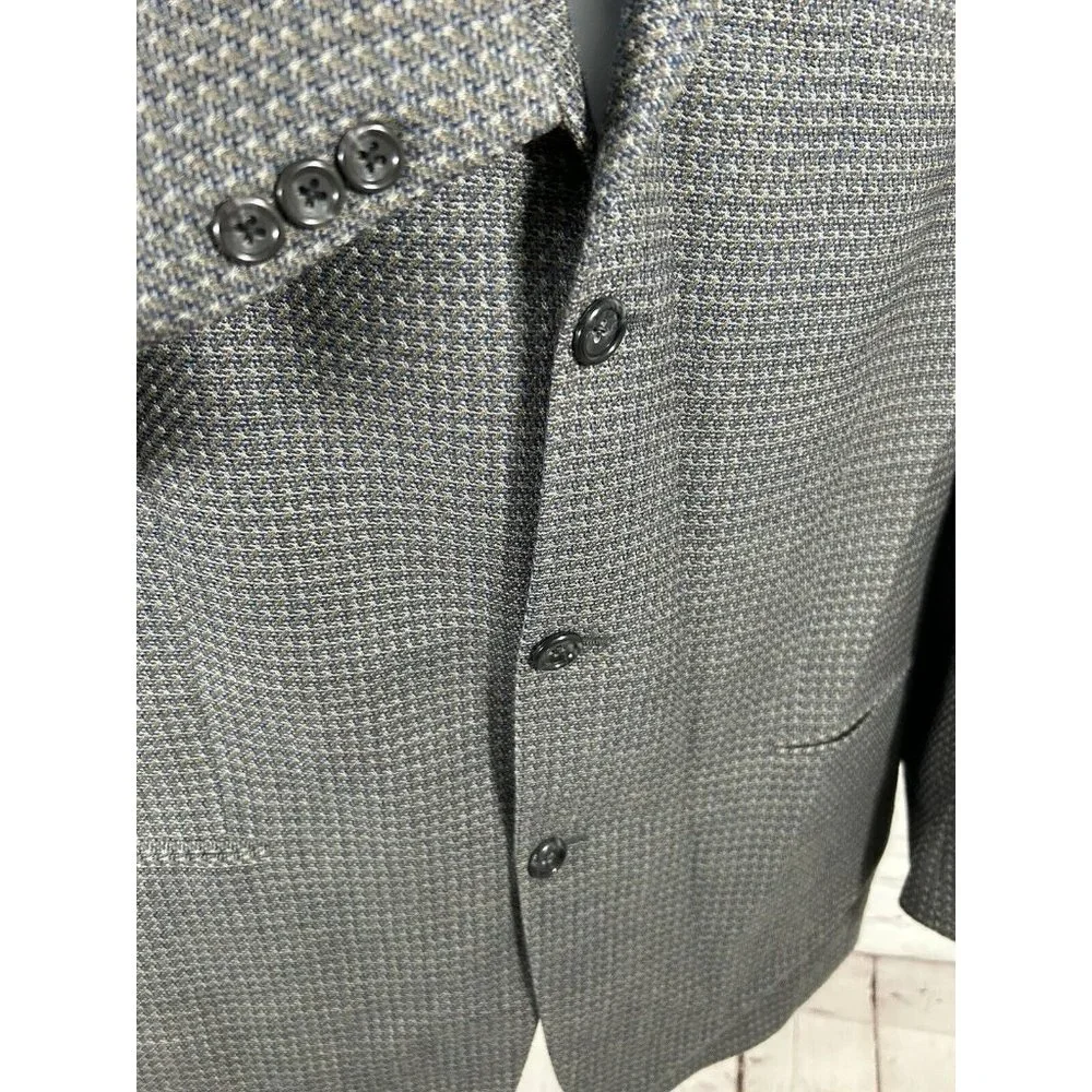 Paul Dione 100% Wool Swiftwood Multicolor Woven 3 Button Blazer Jacket Men’s 44L